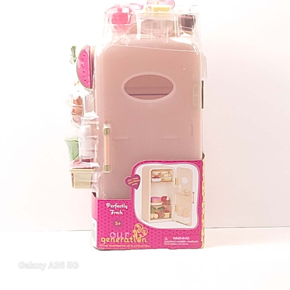 New Our Generation Perfectly Fresh Mini Fridge & Play Food Accessory Set